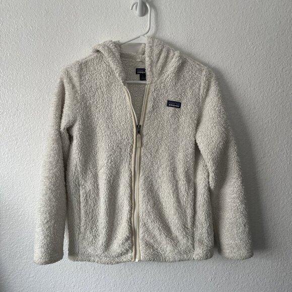 Patagonia Girls Ivory Sherpa Fleece Jacket Full Zip hoody size LARGE - Picture 1 of 6